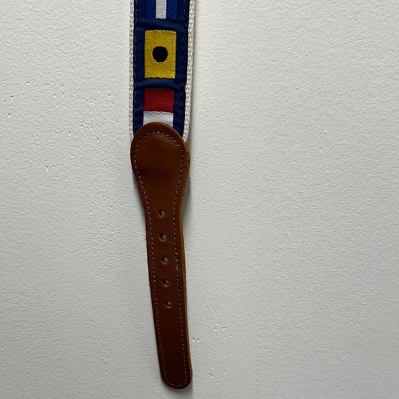 I. Bailey Nautical Flag Pattern Belt with Brown Leather - Picture 4 of 5